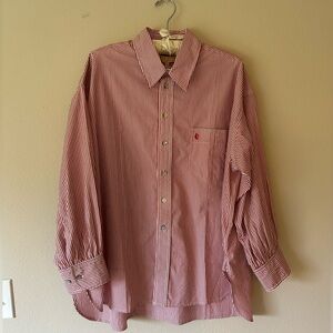 Suzie Kondi Kappa Button-Up Shirt in Poppy Stripe, size XS